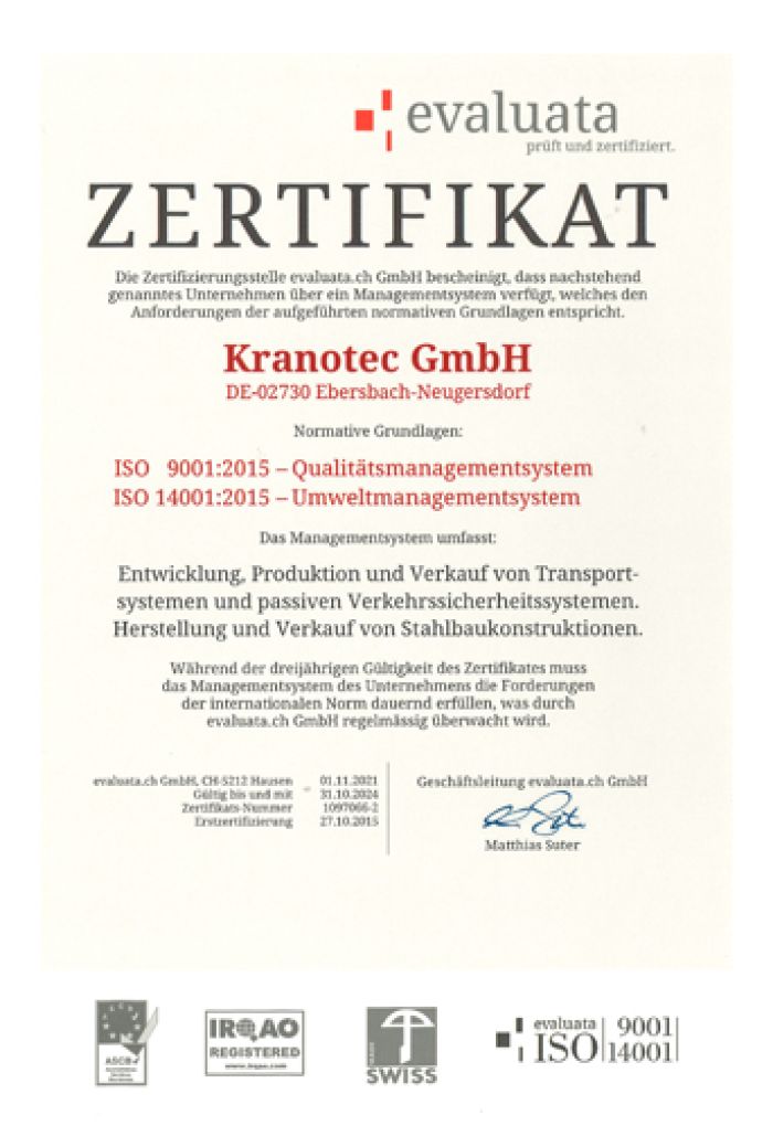 Certification Kranotec GmbH