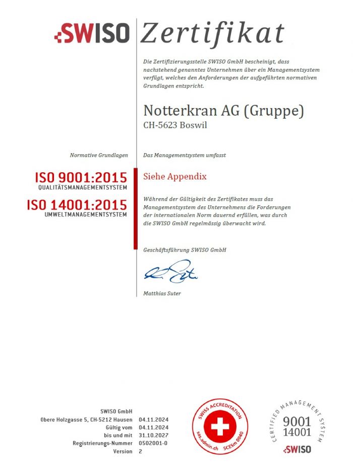 Zertifikat Kranotec GmbH